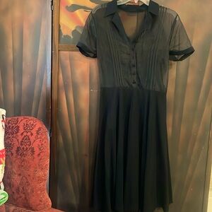 Unique Vintage reproduction black dress size L 10-12
